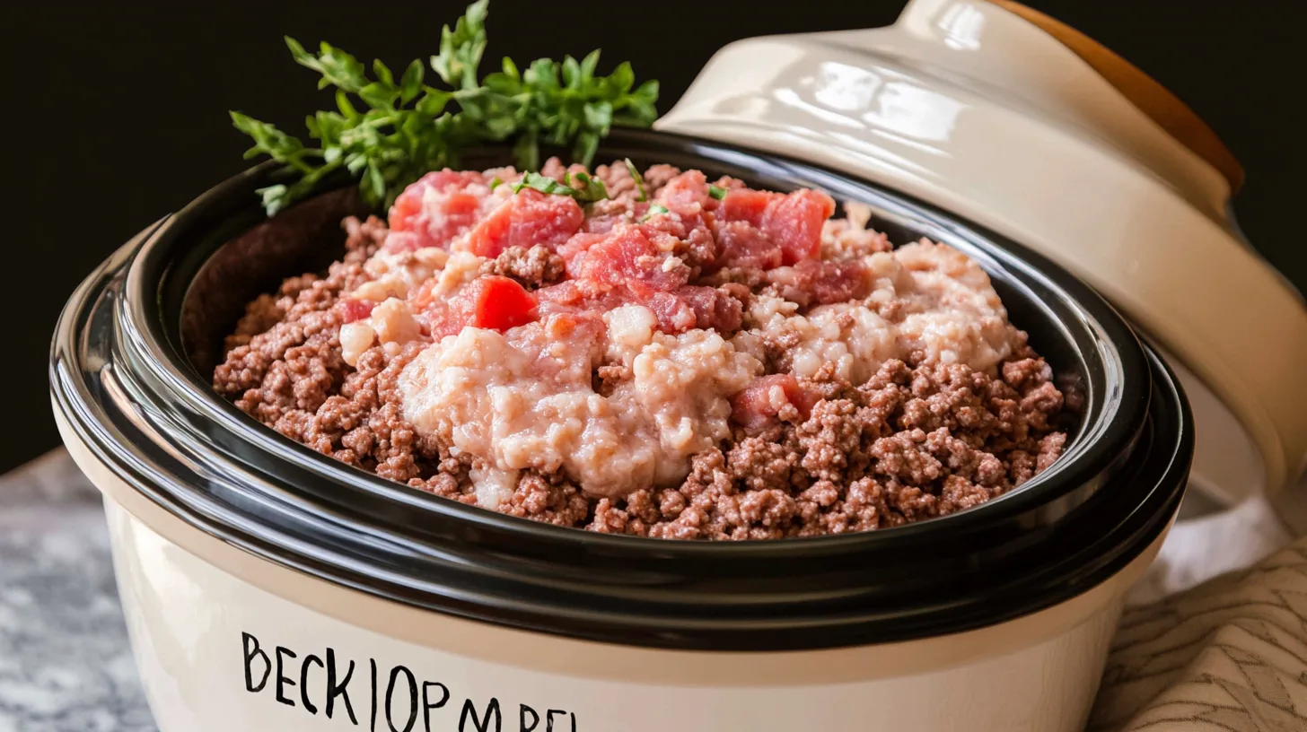 Home 8 Can I put frozen ground beef in a slow cooker?