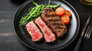 Is Wagyu Beef Healthy? 2 "A perfectly cooked slice of Wagyu beef showcasing its rich marbling."