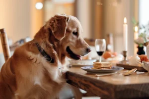 Can Dogs Eat Graham Crackers? Risks & Safe Alternatives 2 A veterinarian holding a box of graham crackers and explaining to a dog owner, with a dog sitting calmly beside them in a bright, modern clinic.