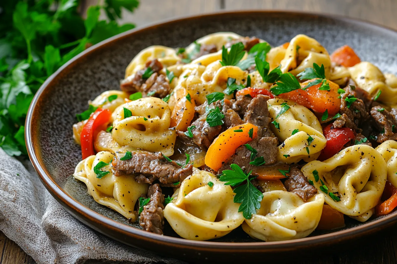 Home 6 Cheesesteak Tortellini in Rich Provolone Sauce