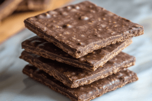 "An auction scene featuring Nabisco's chocolate graham crackers under a spotlight, surrounded by animated bidders."