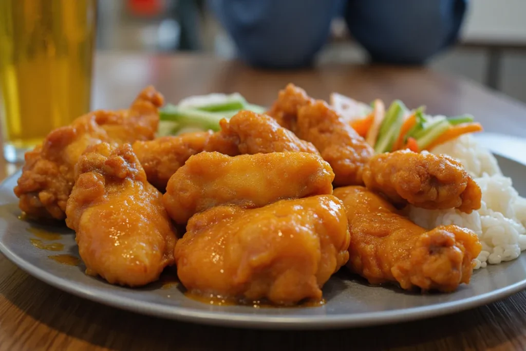 How Many Calories Are in School Orange Chicken? Full Guide 2 Nutritional breakdown of school orange chicken in an infographic."