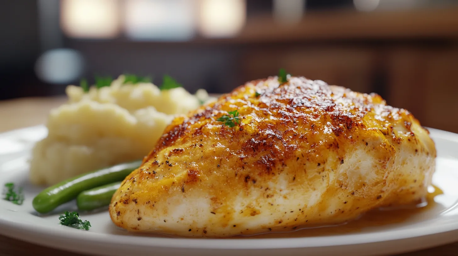 Golden-brown baked melt in your mouth chicken with creamy topping