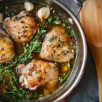 How Long to Boil Chicken Thighs 6 Pot of boiling chicken thighs with herbs and spices