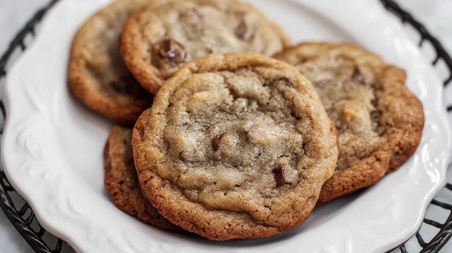 Freshly baked banana bread cookies on a plate