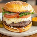 medium rare burger 5 Gourmet burger with brioche bun and fresh toppings