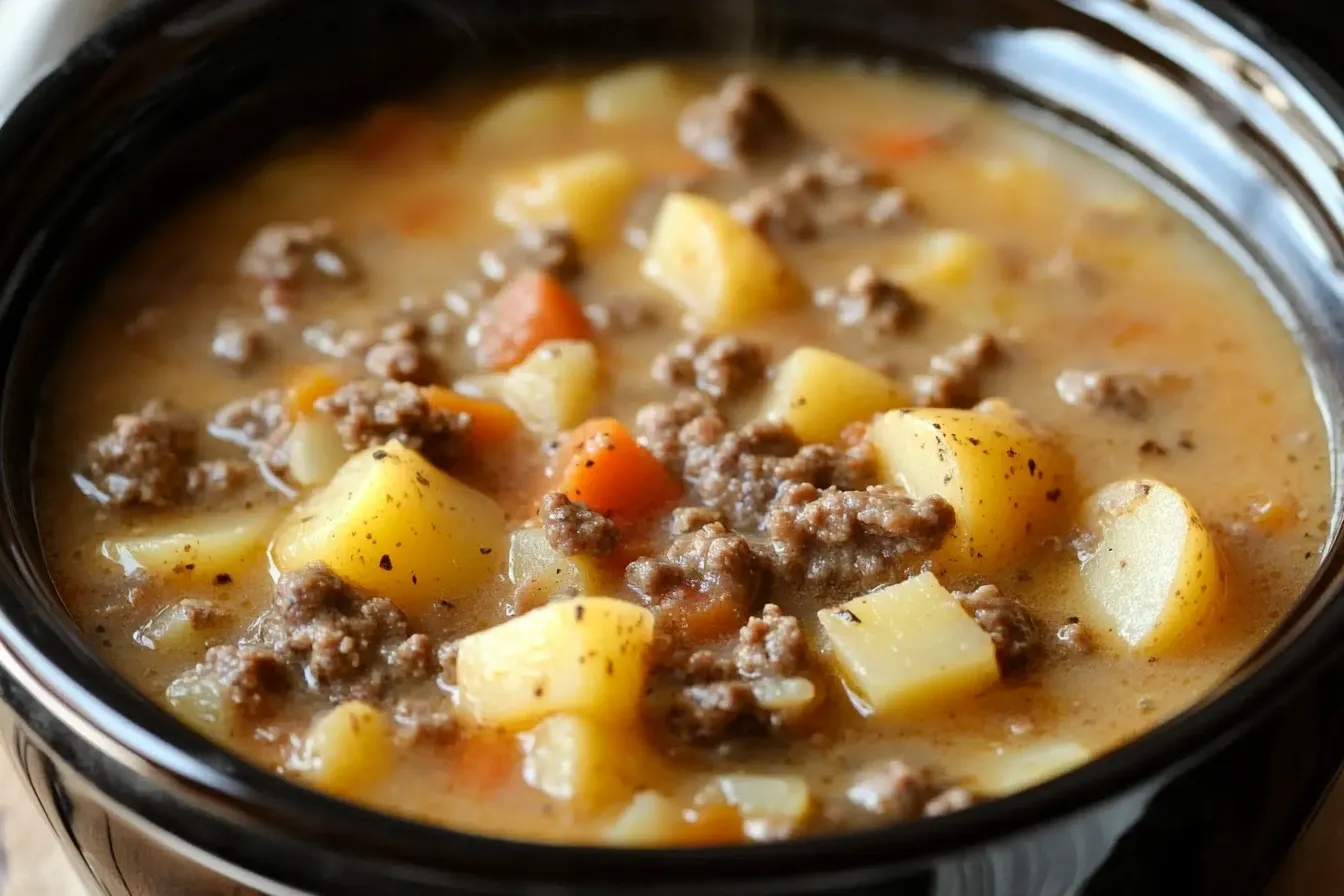Home 5 Crockpot creamy potato and hamburger soup