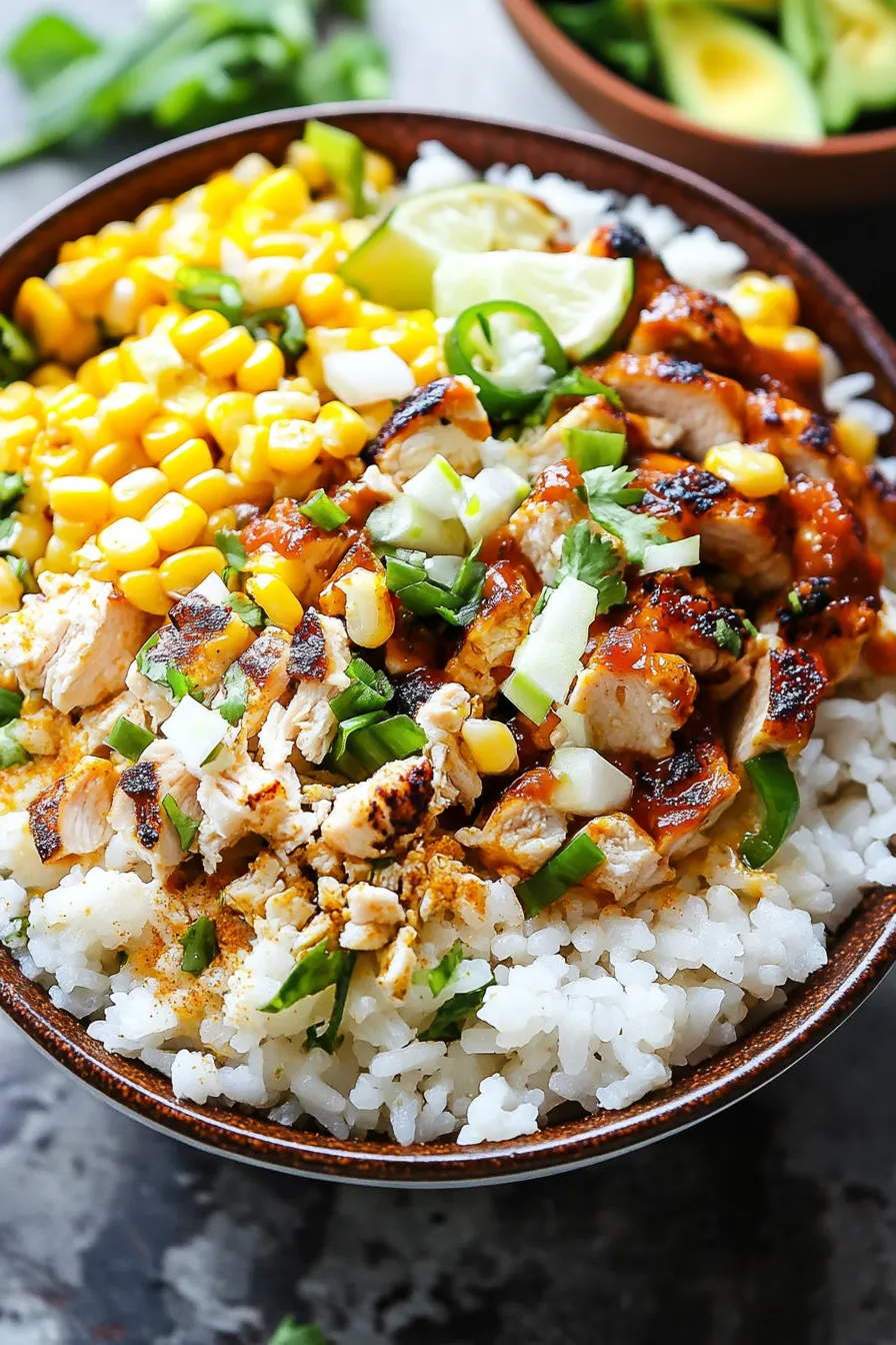 Home 3 street corn chicken rice bowl